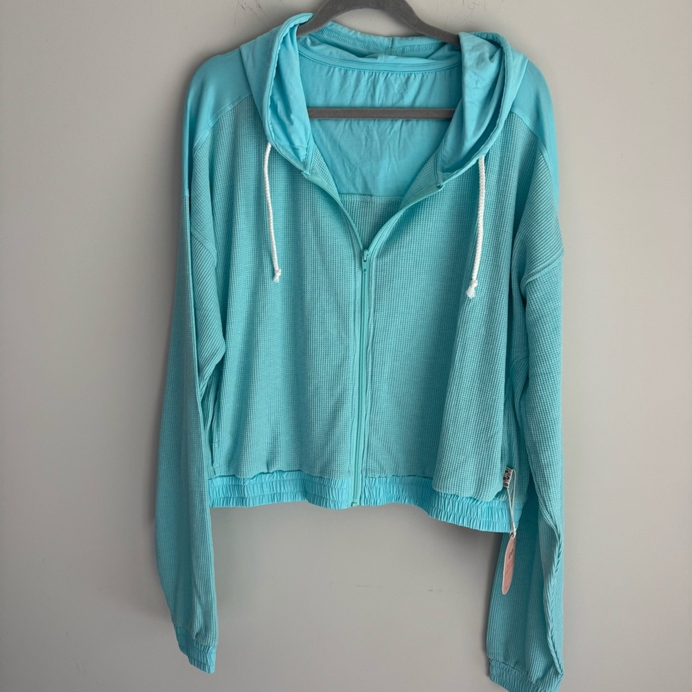 Remi & Friends Waffle Bamboo Aqua Hoodie XXL